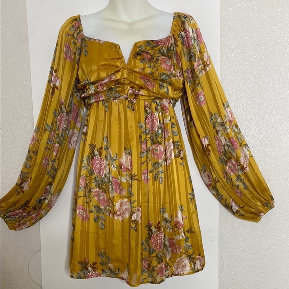 Forever 21 Yellow Tiered Babydoll Dress - Picture 2 of 6